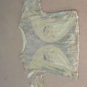 1980 Judith Ann Creations mint sequins top